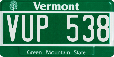 VT license plate VUP538