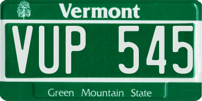 VT license plate VUP545