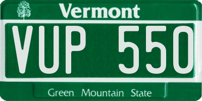 VT license plate VUP550