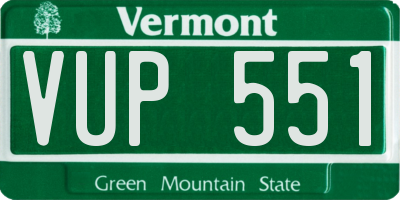 VT license plate VUP551