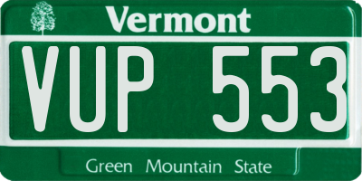 VT license plate VUP553