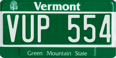 VT license plate VUP554