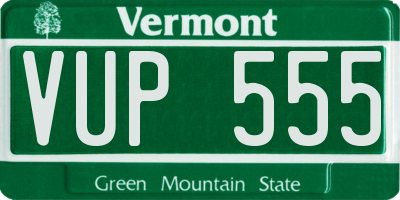 VT license plate VUP555