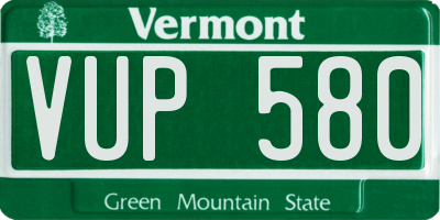 VT license plate VUP580