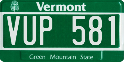 VT license plate VUP581
