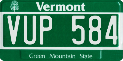 VT license plate VUP584