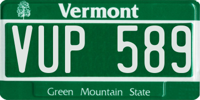 VT license plate VUP589