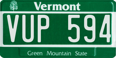 VT license plate VUP594