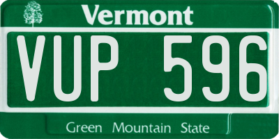 VT license plate VUP596