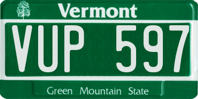 VT license plate VUP597