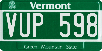 VT license plate VUP598