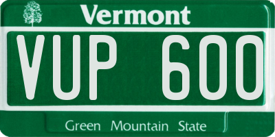 VT license plate VUP600