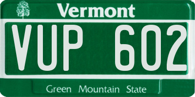 VT license plate VUP602