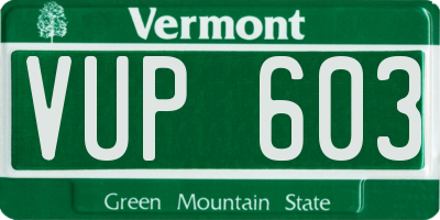 VT license plate VUP603
