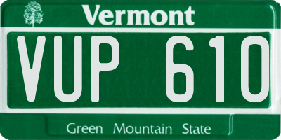 VT license plate VUP610