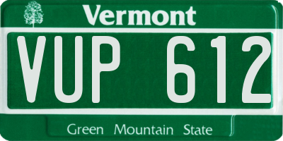VT license plate VUP612