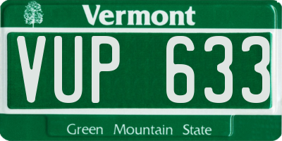 VT license plate VUP633