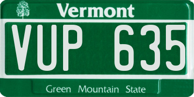 VT license plate VUP635