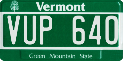 VT license plate VUP640