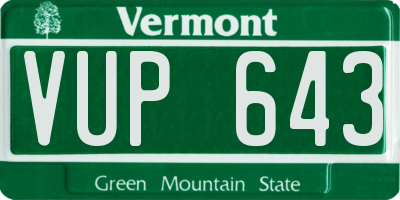 VT license plate VUP643