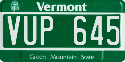 VT license plate VUP645