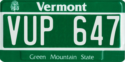 VT license plate VUP647