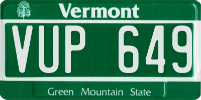 VT license plate VUP649