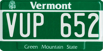 VT license plate VUP652