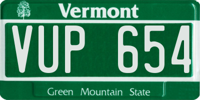 VT license plate VUP654