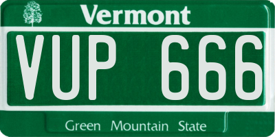 VT license plate VUP666