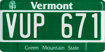 VT license plate VUP671