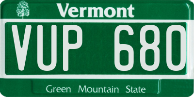 VT license plate VUP680