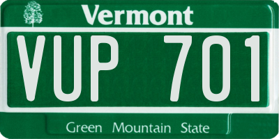 VT license plate VUP701