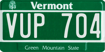 VT license plate VUP704