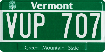 VT license plate VUP707