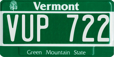 VT license plate VUP722