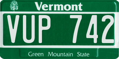 VT license plate VUP742