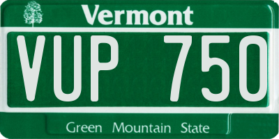 VT license plate VUP750