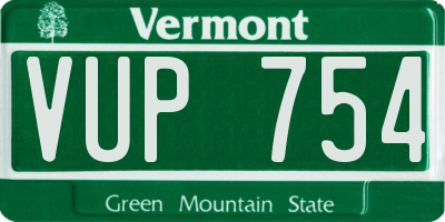 VT license plate VUP754