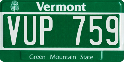 VT license plate VUP759