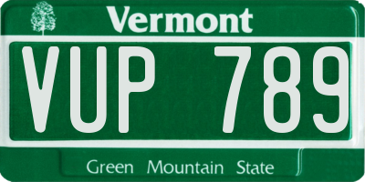 VT license plate VUP789