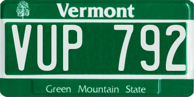 VT license plate VUP792