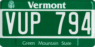 VT license plate VUP794