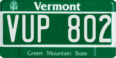 VT license plate VUP802