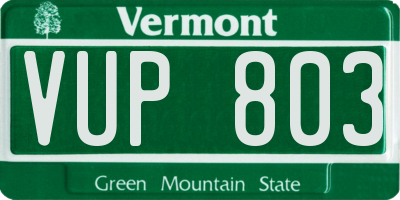 VT license plate VUP803