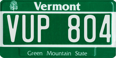 VT license plate VUP804