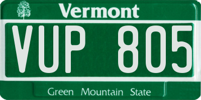 VT license plate VUP805