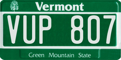 VT license plate VUP807