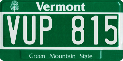 VT license plate VUP815