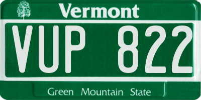VT license plate VUP822